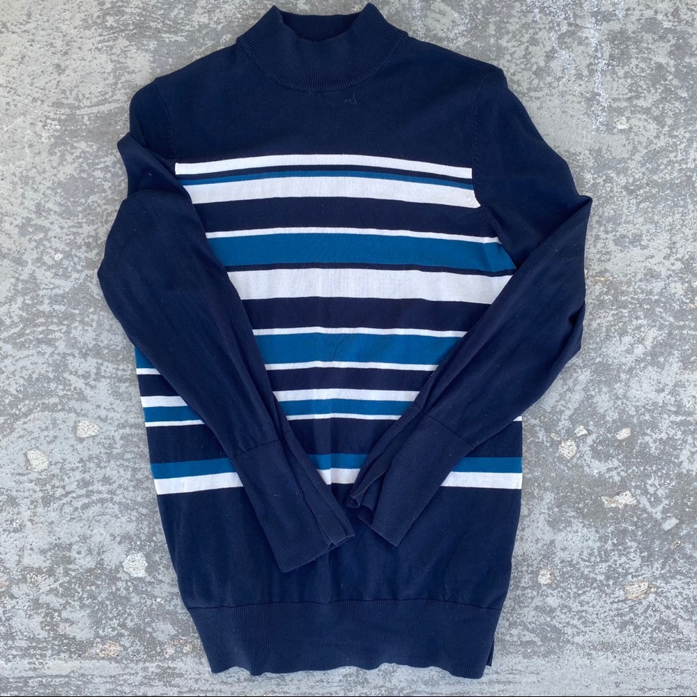 2/$16 Cleo Striped Mock Turtleneck Sweater